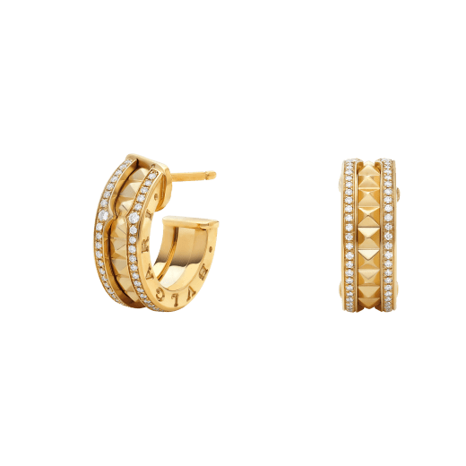 [⭐Sparkve]ZERO 1 ROCK GOLD EARRINGS WITH STUDDED SPIRAL AND PAVED DIAMONDS
