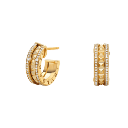 [⭐Sparkve]ZERO 1 ROCK GOLD EARRINGS WITH STUDDED SPIRAL AND PAVED DIAMONDS