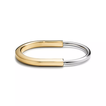 [⭐Sparkve Jewels]LOCK BRACELET YELLOW AND WHITE GOLD