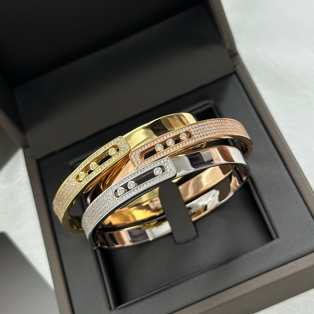 [⭐Sparkve]Move Noa Rose Gold Pavé Diamond Bangle Bracelet