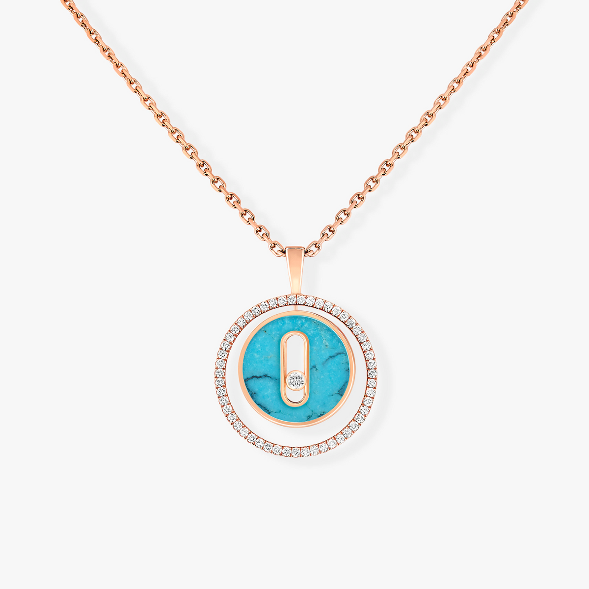 [⭐Sparkve]Demo MOVE 1 DIAMOND TURQUOISE PINK GOLD DIAMOND NECKLACE