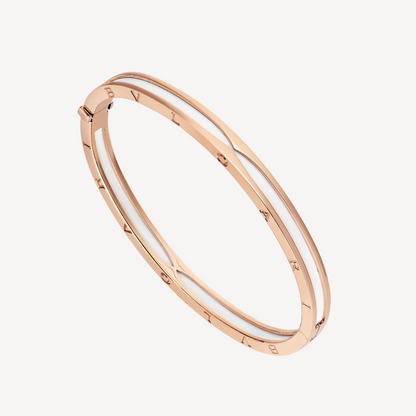 [⭐Sparkve]ZERO 1 PINK GOLD WITH WHITE CERAMIC BRACELET