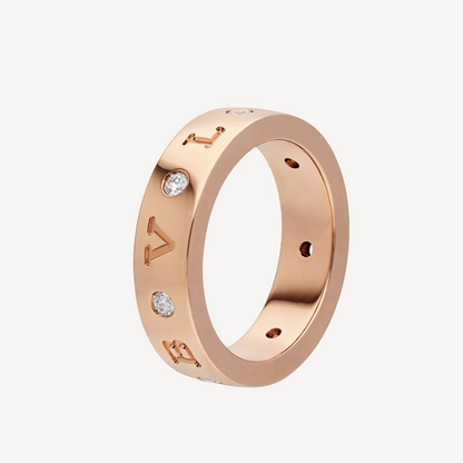[⭐Sparkve]ZERO 1 ESSENTIAL PINK GOLD BAND WITH DIAMONDS RING