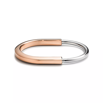 [⭐Sparkve Jewels]LOCK BRACELET ROSE AND WHITE GOLD