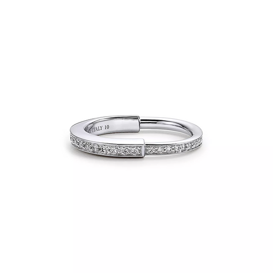 [⭐Sparkve Jewels]LOCK RING SILVER DIAMOND PAVED