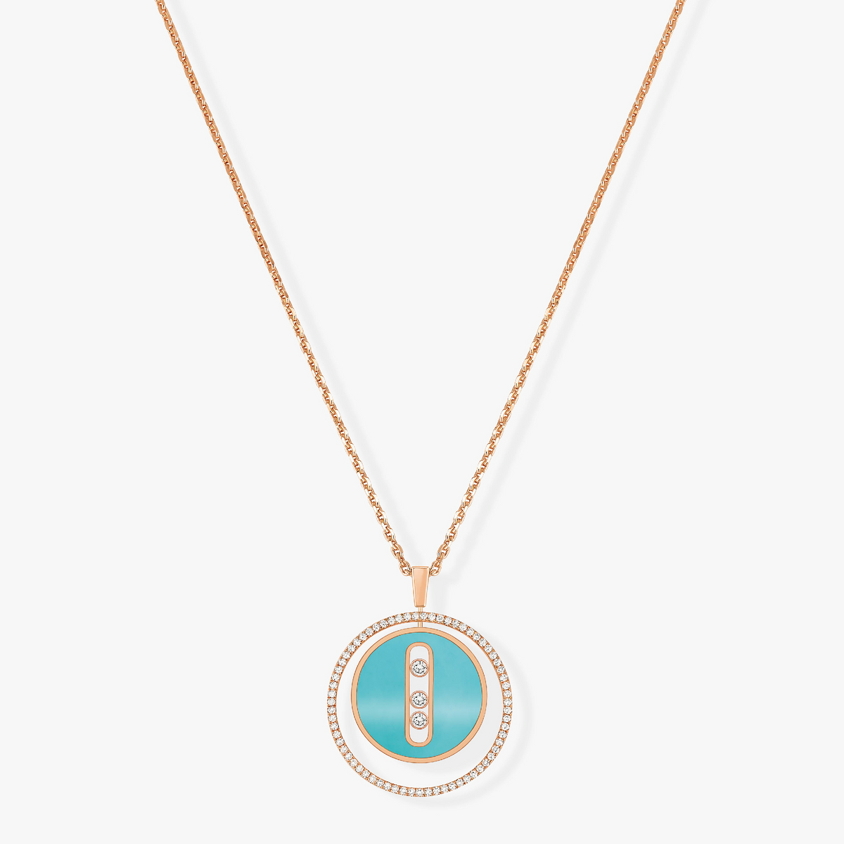 [⭐Sparkve]Demo MOVE 3 DIAMONDS TURQUOISE PINK GOLD DIAMOND NECKLACE