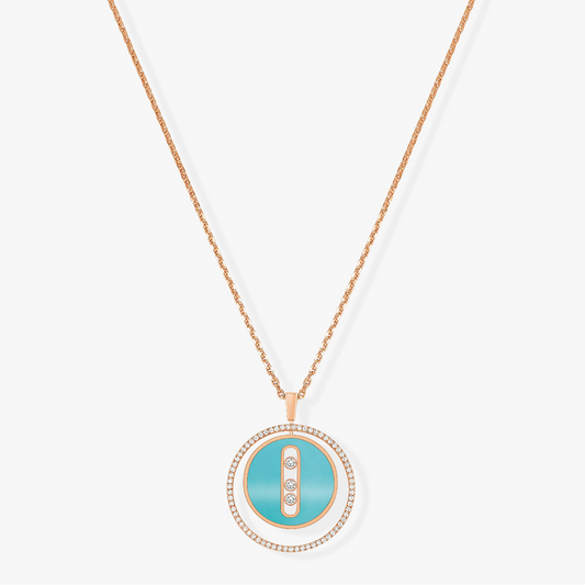 [⭐Sparkve]Demo MOVE 3 DIAMONDS TURQUOISE PINK GOLD DIAMOND NECKLACE