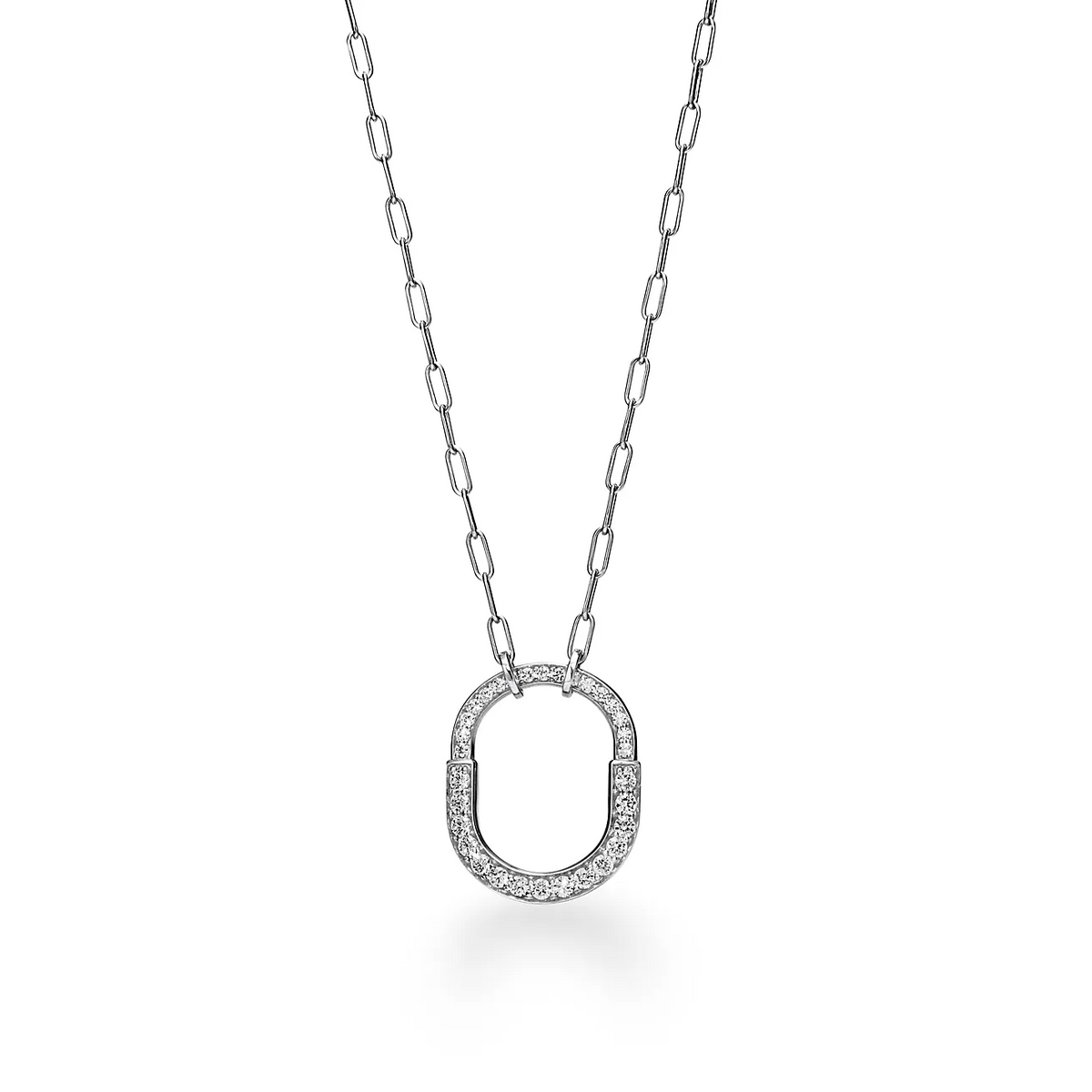 [⭐Sparkve Jewels]LOCK NECKLACE MEDIUM PENDANT SILVER PAVED DIAMONDS