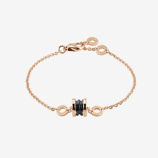 [⭐Sparkve]ZERO 1 SOFT PINK GOLD AND BLACK CERAMIC BRACELET