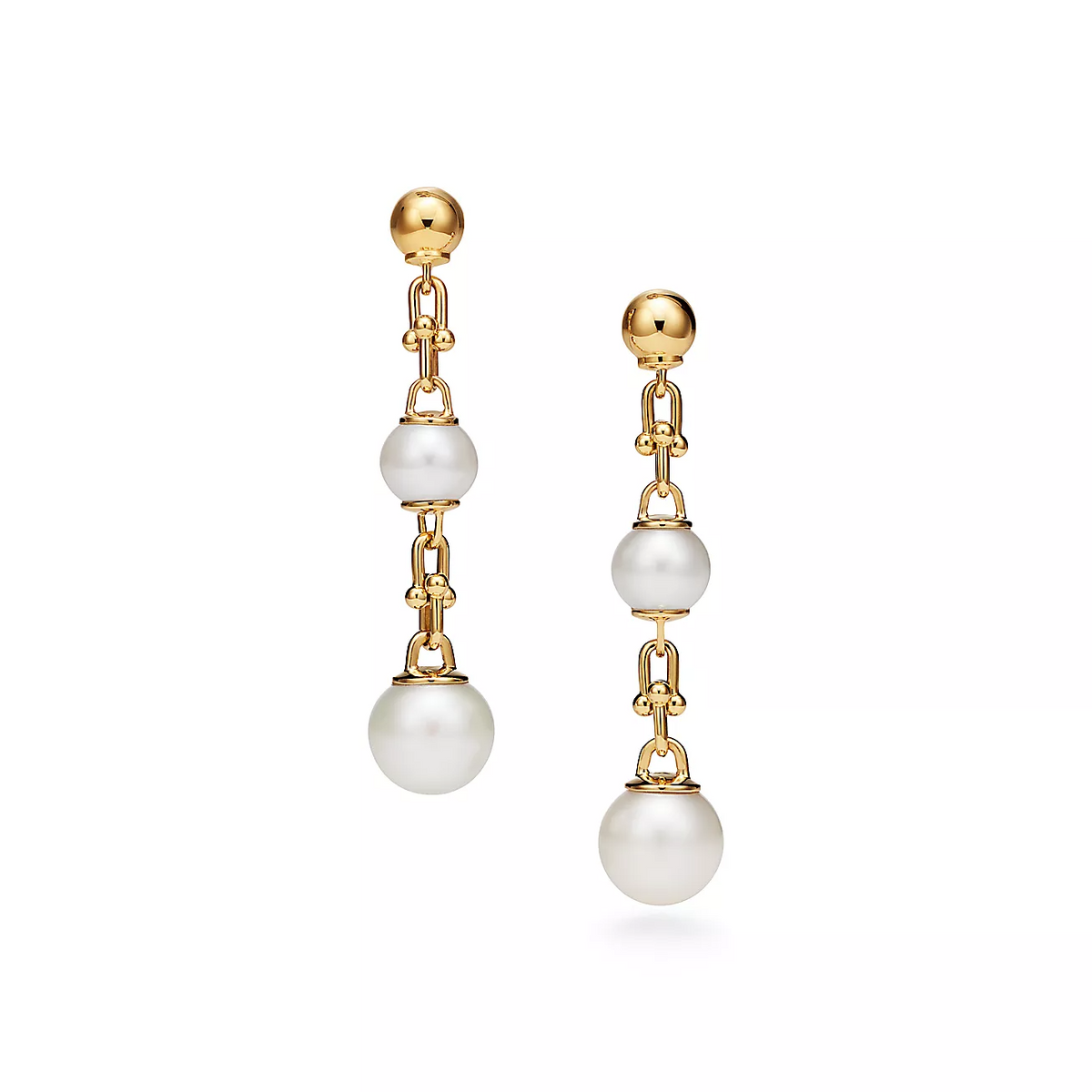 [⭐Sparkve Jewels]TRIPLE DROP LINK EARRINGS GOLD WITH FRESHWATER PEARLS