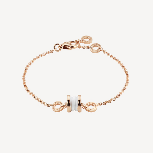 [⭐Sparkve]ZERO 1 SOFT PINK GOLD AND WHITE CERAMIC BRACELET