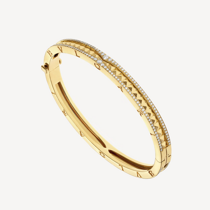 [⭐Sparkve]ZERO 1 SPIRAL AND PAVED DIAMOND GOLD BRACELET
