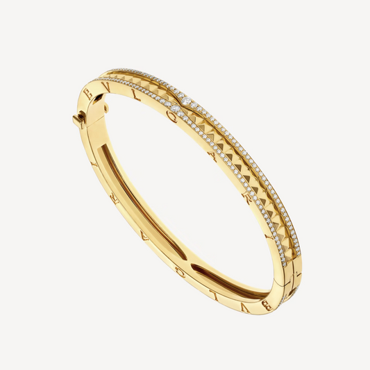[⭐Sparkve]ZERO 1 SPIRAL AND PAVED DIAMOND GOLD BRACELET