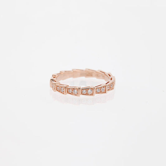 [⭐Sparkve]SERPENTI RING PINK GOLD DIAMOND PAVED 3MM