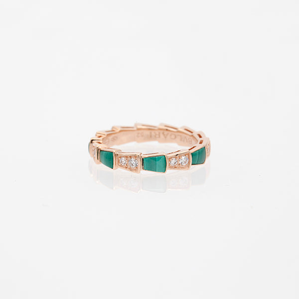 [⭐Sparkve]SERPENTI RING PINK GOLD MALACHITE DIAMOND 3MM