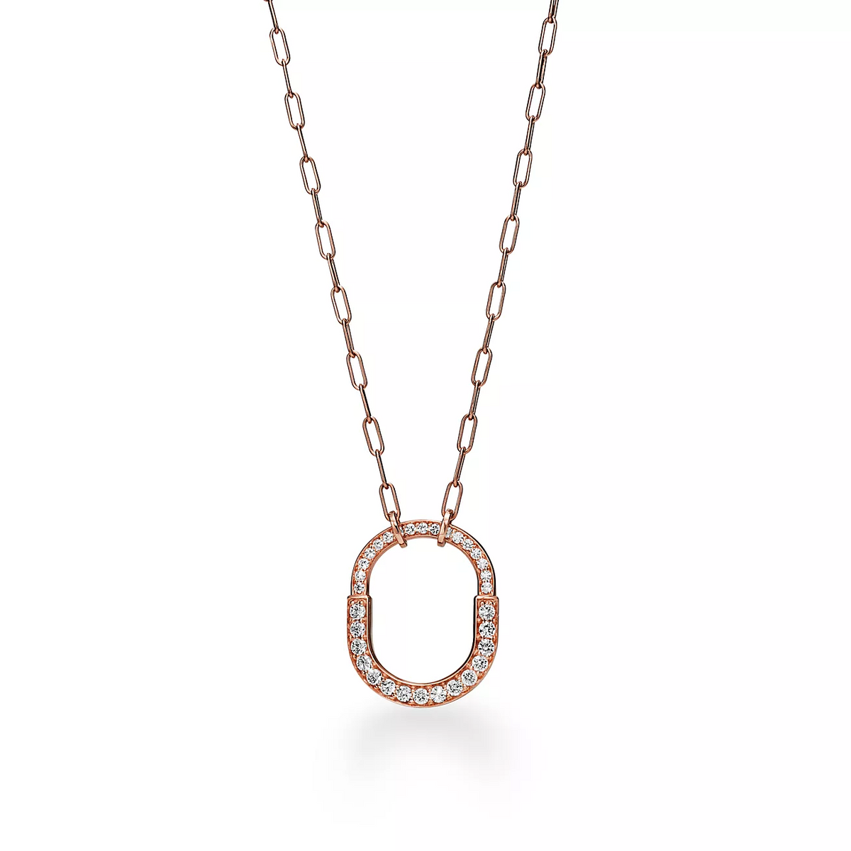 [⭐Sparkve Jewels]LOCK NECKLACE MEDIUM PENDANT PINK GOLD PAVED DIAMONDS