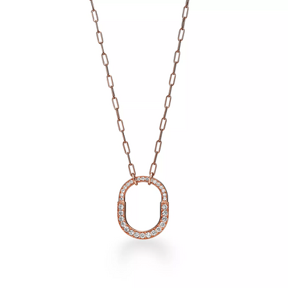 [⭐Sparkve Jewels]LOCK NECKLACE MEDIUM PENDANT PINK GOLD PAVED DIAMONDS