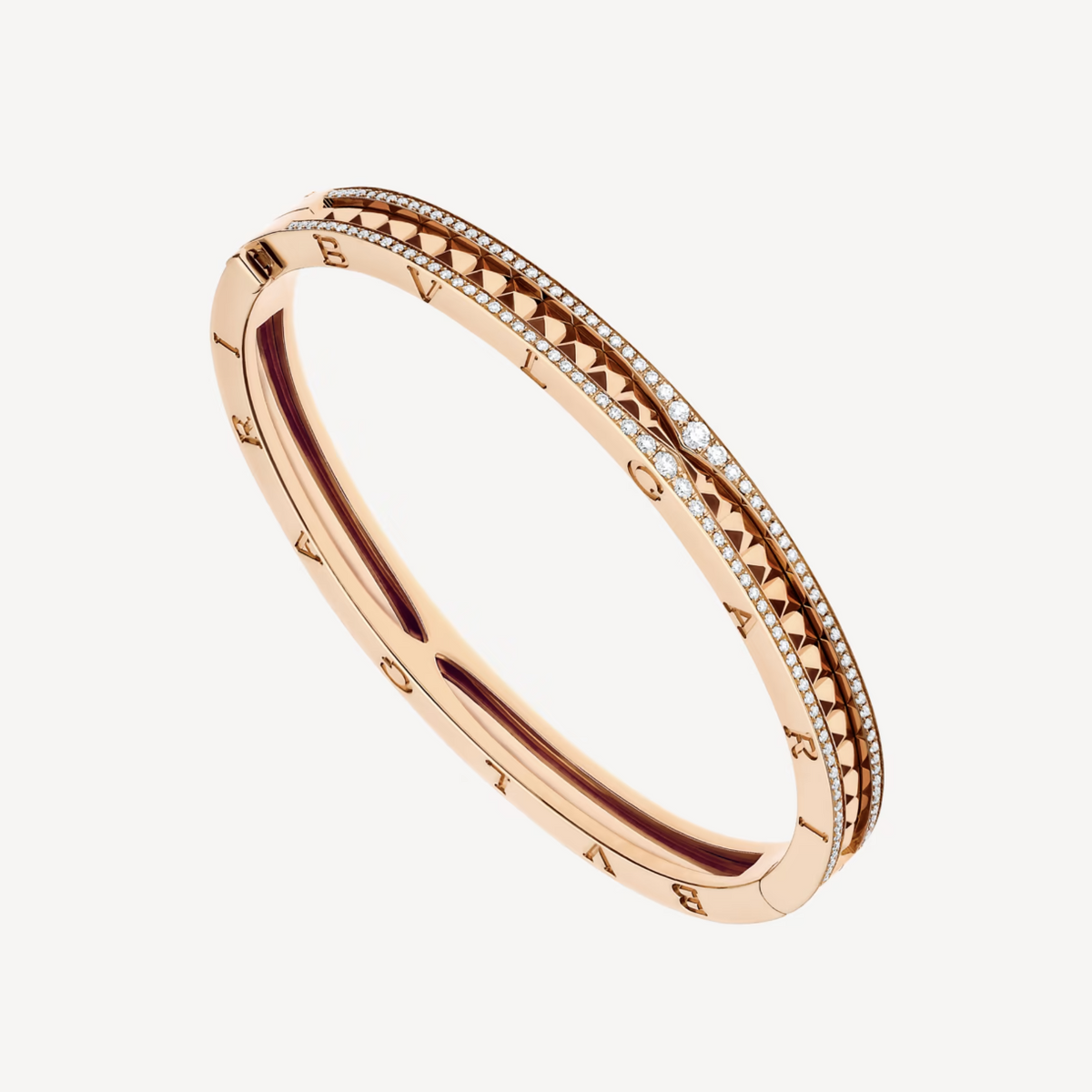 [⭐Sparkve]ZERO 1 SPIRAL AND PAVED DIAMOND PINK GOLD BRACELET