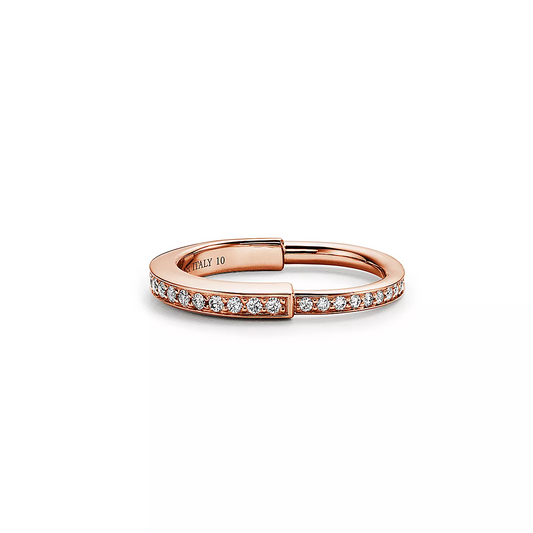 [⭐Sparkve Jewels]LOCK RING PINK GOLD DIAMOND PAVED