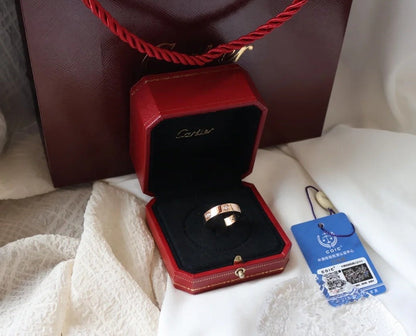 [⭐Sparkve]LOVE RING 5.5MM 6 DIAMONDS PINK GOLD