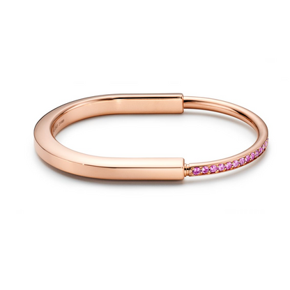 [⭐Sparkve Jewels]LOCK BRACELET ROSE DIAMOND PINK GOLD