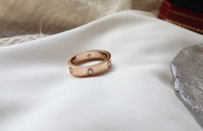 [⭐Sparkve]LOVE RING 5.5MM 6 DIAMONDS PINK GOLD