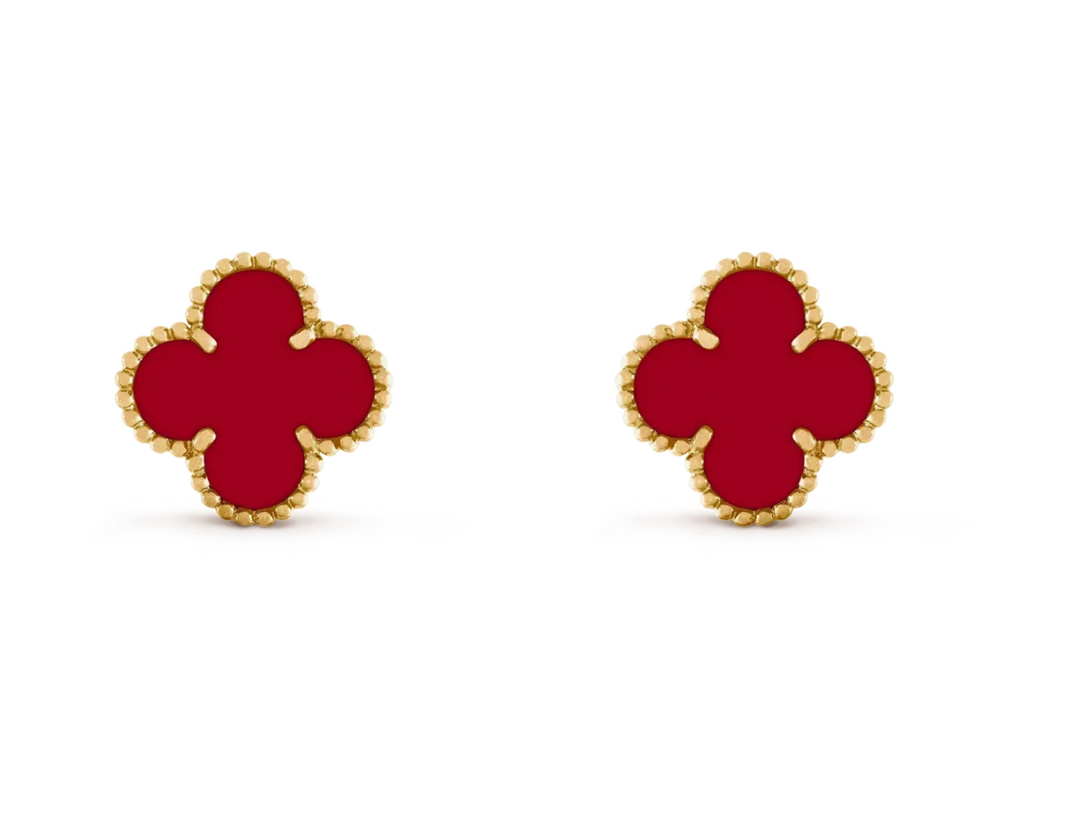 [⭐Sparkve] CLOVER 20MM RED AGATE EARRINGS
