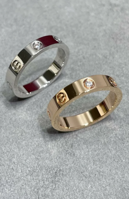 [⭐Sparkve]LOVE RING 4MM 1 DIAMOND SILVER