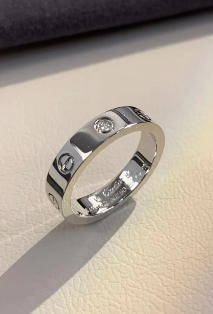 [⭐Sparkve]LOVE RING 4MM 1 DIAMOND SILVER