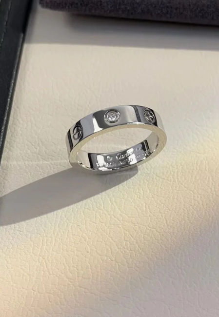 [⭐Sparkve]LOVE RING 4MM 1 DIAMOND SILVER