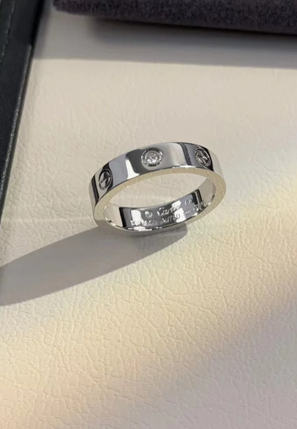 [⭐Sparkve]LOVE RING 4MM 1 DIAMOND SILVER