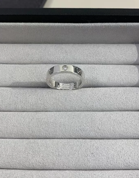 [⭐Sparkve]LOVE RING 4MM 1 DIAMOND SILVER