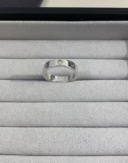 [⭐Sparkve]LOVE RING 4MM 1 DIAMOND SILVER