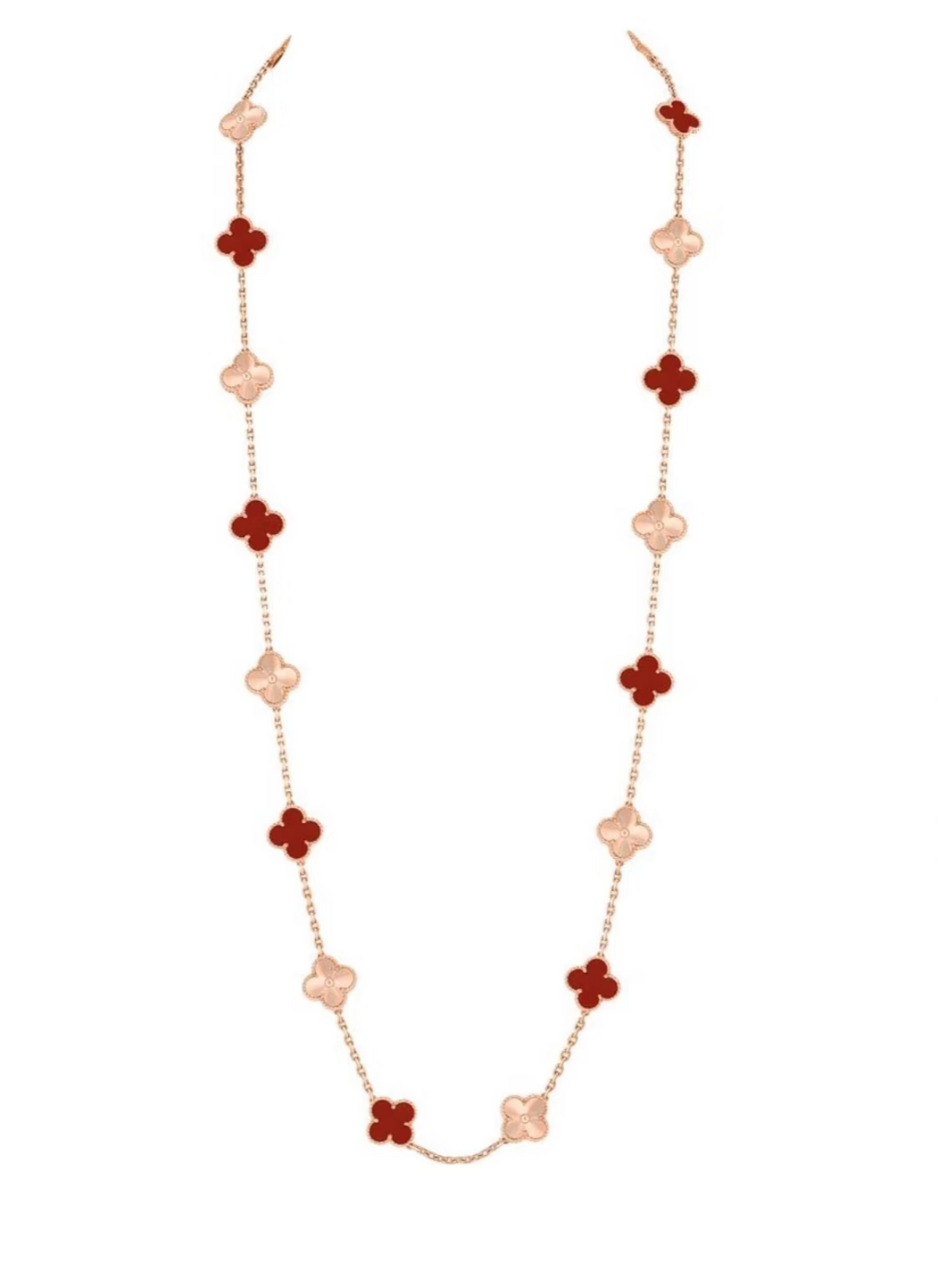 [⭐Sparkve]CLOVER 20 MOTIFS LASER CARNELIAN NECKLACE