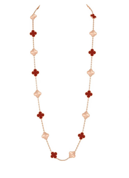 [⭐Sparkve]CLOVER 20 MOTIFS LASER CARNELIAN NECKLACE