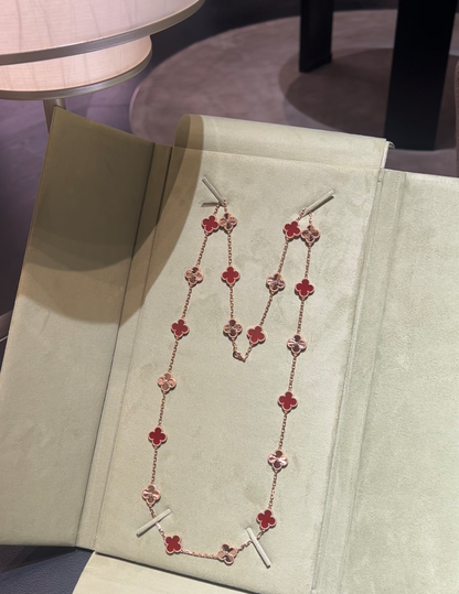 [⭐Sparkve]CLOVER 20 MOTIFS LASER CARNELIAN NECKLACE