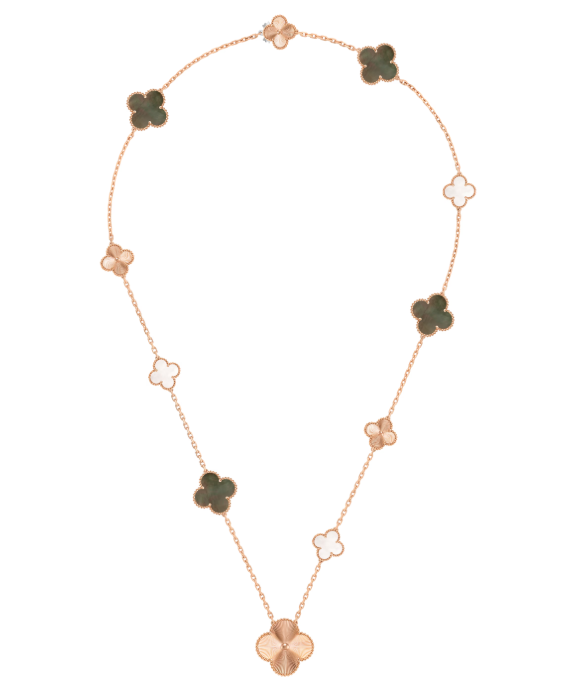 [⭐Sparkve]DETACHABLE CLOVER 15(11+4) FLOWER SILVER NECKLACE SET