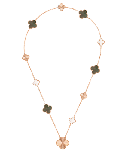 [⭐Sparkve]DETACHABLE CLOVER 15(11+4) FLOWER SILVER NECKLACE SET