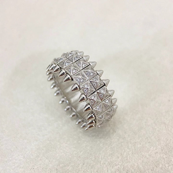 [⭐Sparkve]CLASH DOUBLE-ROW RIVET RING WITH DIAMOND SETTING