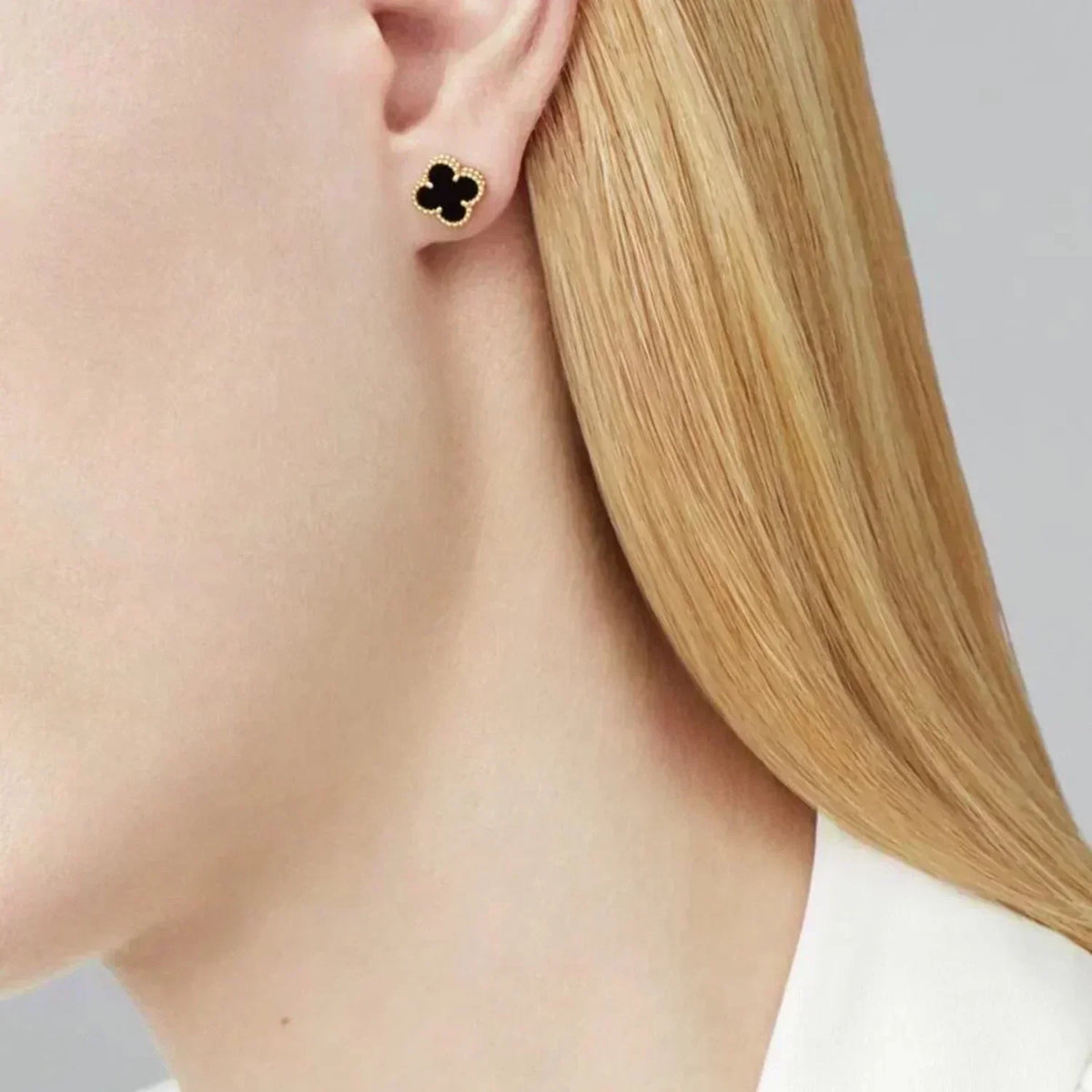 [⭐Sparkve]CLOVER MINI 9.5MM BLACK MOP EARRINGS