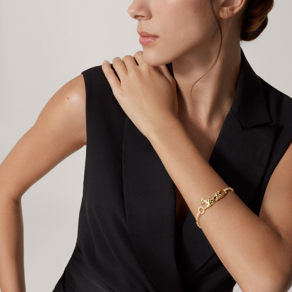 [⭐Sparkve]PANTHERE HALF DIAMOND ON CHAIN BRACELET