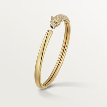 [⭐Sparkve]PANTHERE HALF DIAMOND OPEN BRACELET