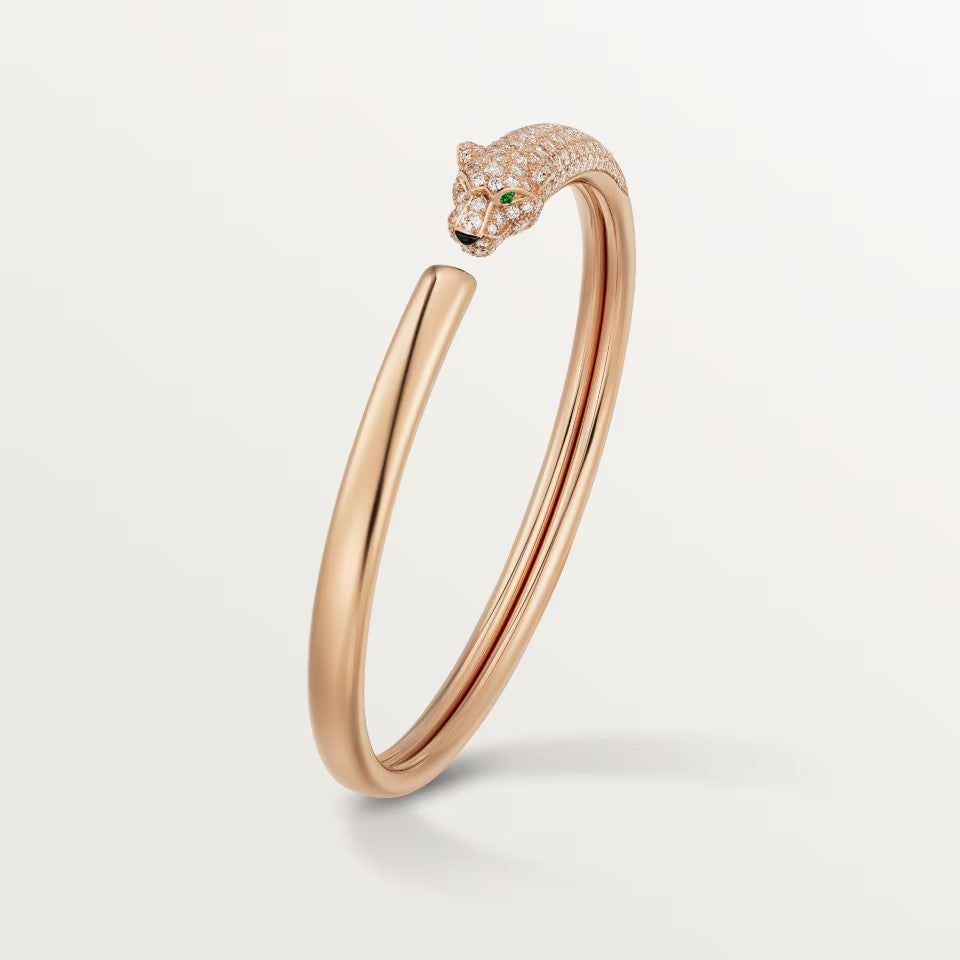 [⭐Sparkve]PANTHERE HALF DIAMOND OPEN BRACELET