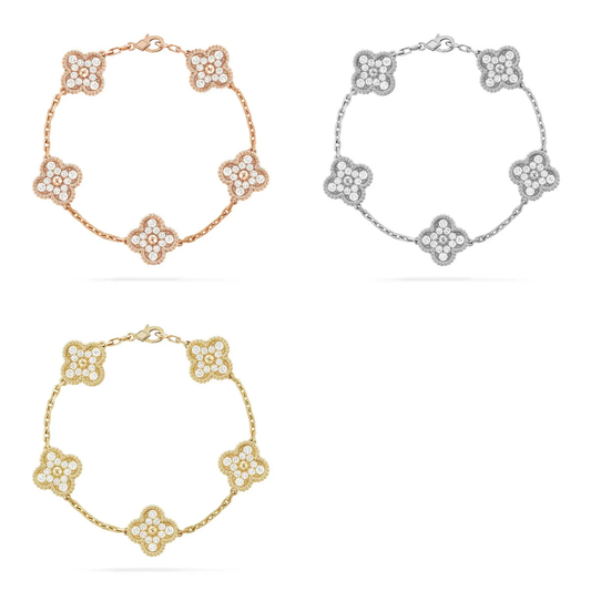 [⭐Sparkve] CLOVER 5 MOTIF FULL DIAMOND BRACELET COLLECTION