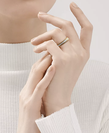 [⭐Sparkve Jewels]ROPE TWO-ROW GOLD DIAMOND RING