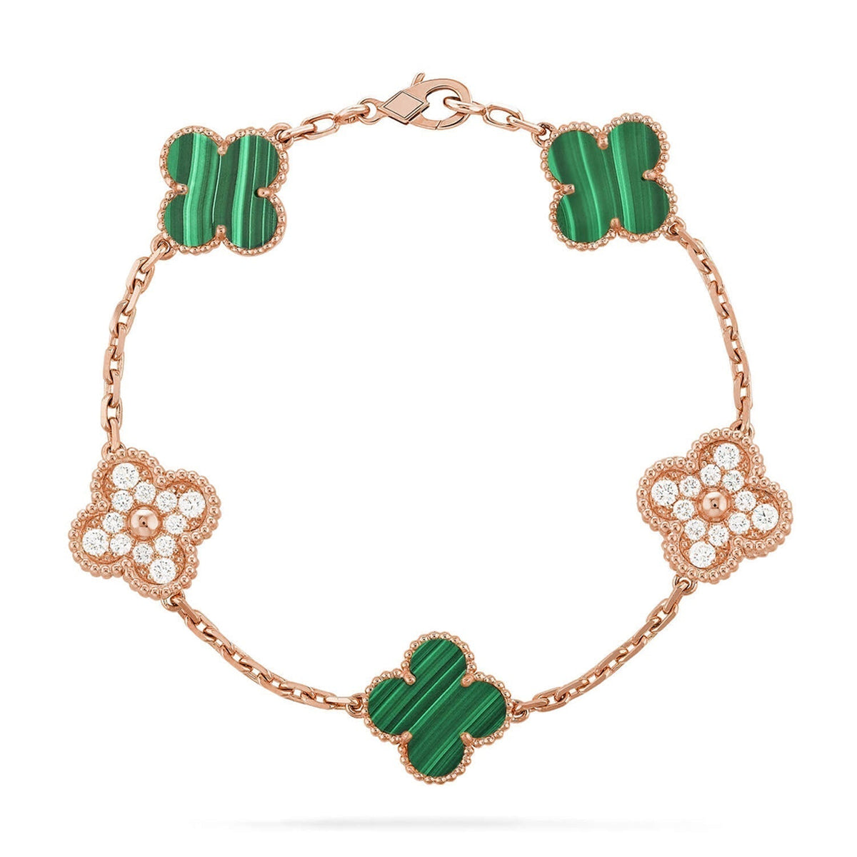 [⭐Sparkve] CLOVER 5 MOTIF MALACHITE BRACELET COLLECTION