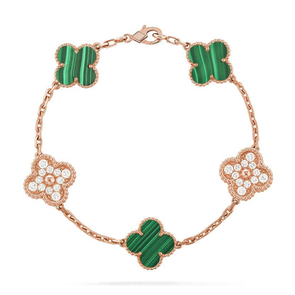 [⭐Sparkve] CLOVER 5 MOTIF MALACHITE BRACELET COLLECTION