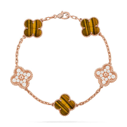 [⭐Sparkve] CLOVER 5 MOTIFS TIGER EYE BRACELET COLLECTION