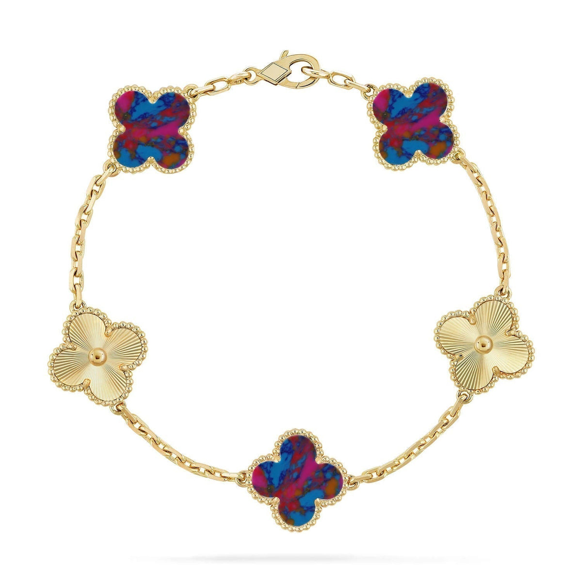 [⭐Sparkve]CLOVER 5 MOTIF COLOR GEMSTONES BRACELET COLLECTION