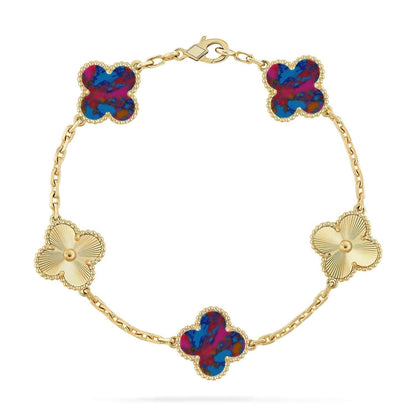 [⭐Sparkve]CLOVER 5 MOTIF COLOR GEMSTONES BRACELET COLLECTION